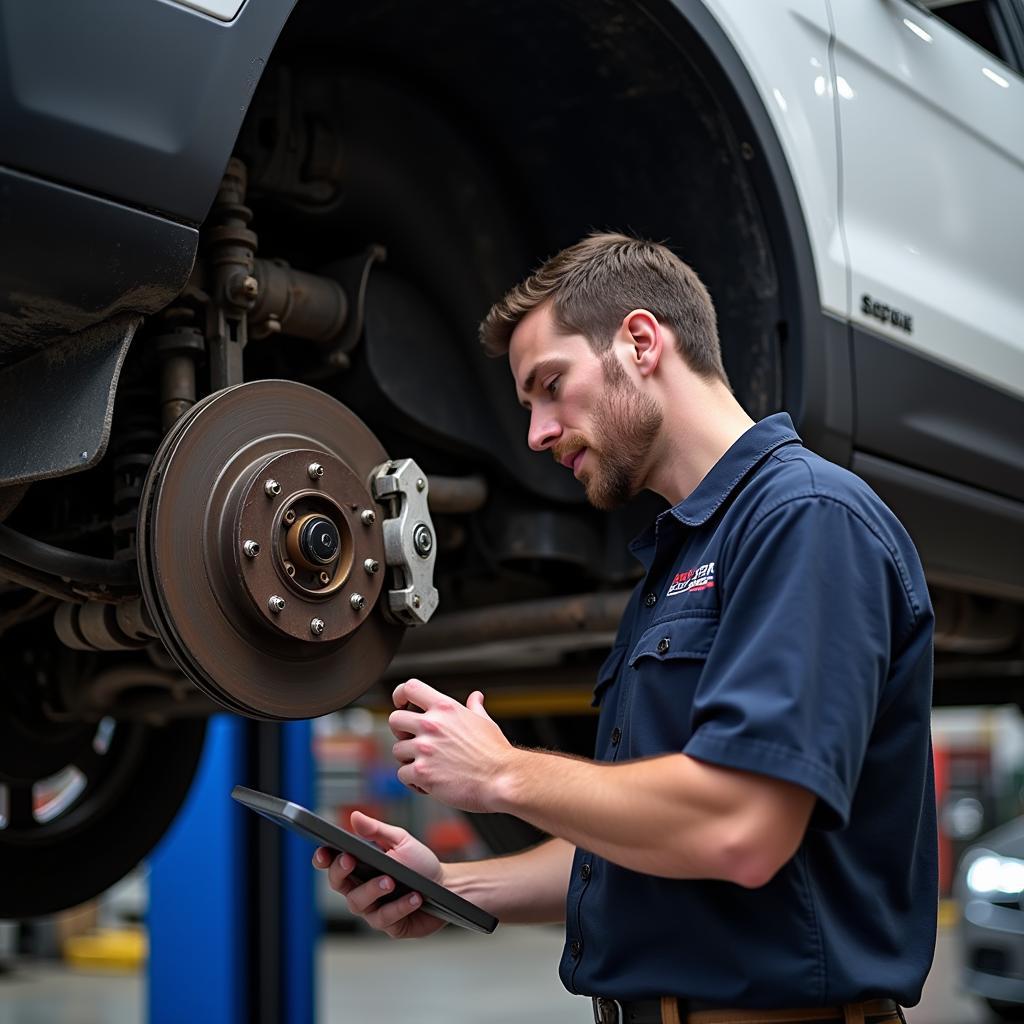 ASE Certified Technician Performing Vehicle Inspection in Ridgeland