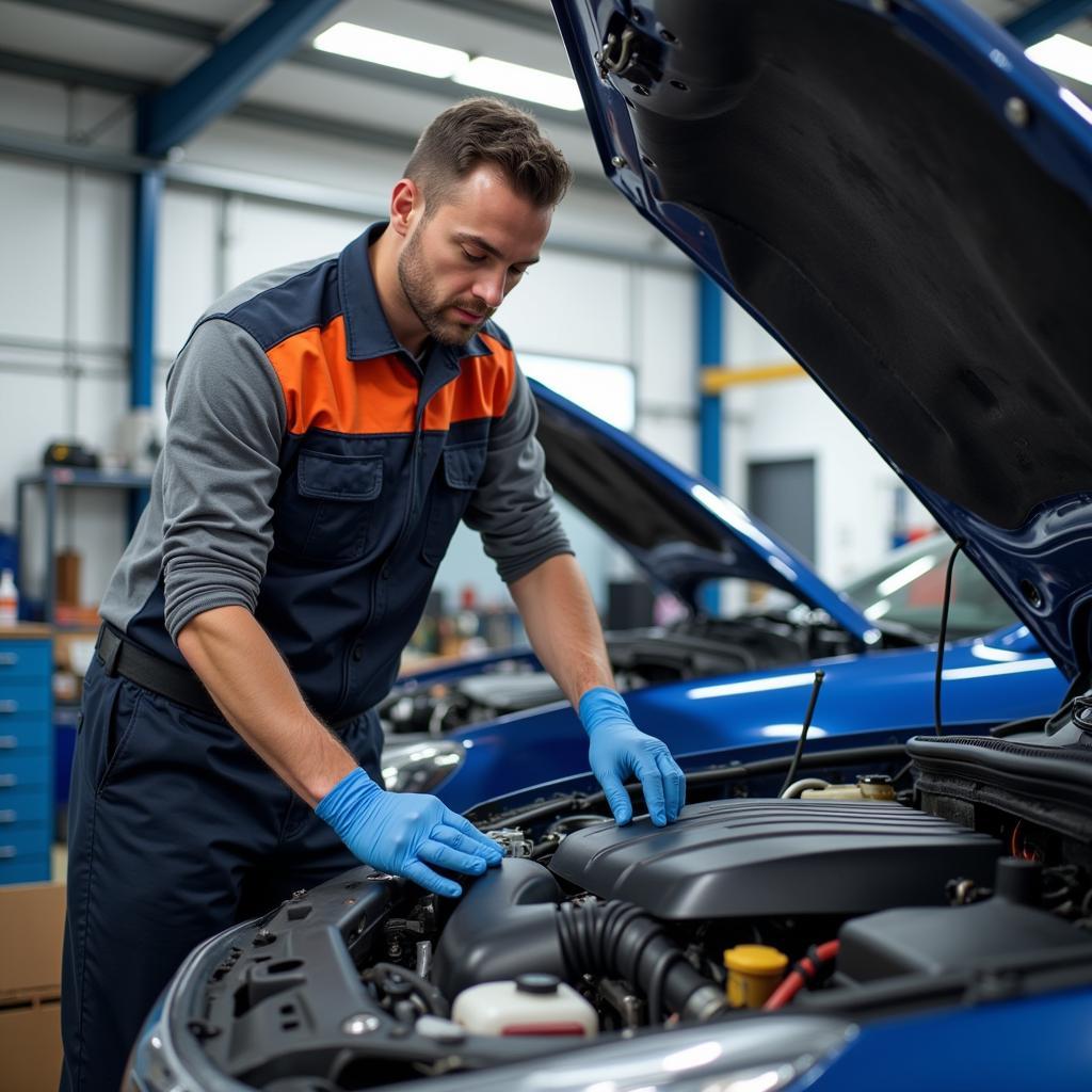 Experienced Auto Service Technician at Work