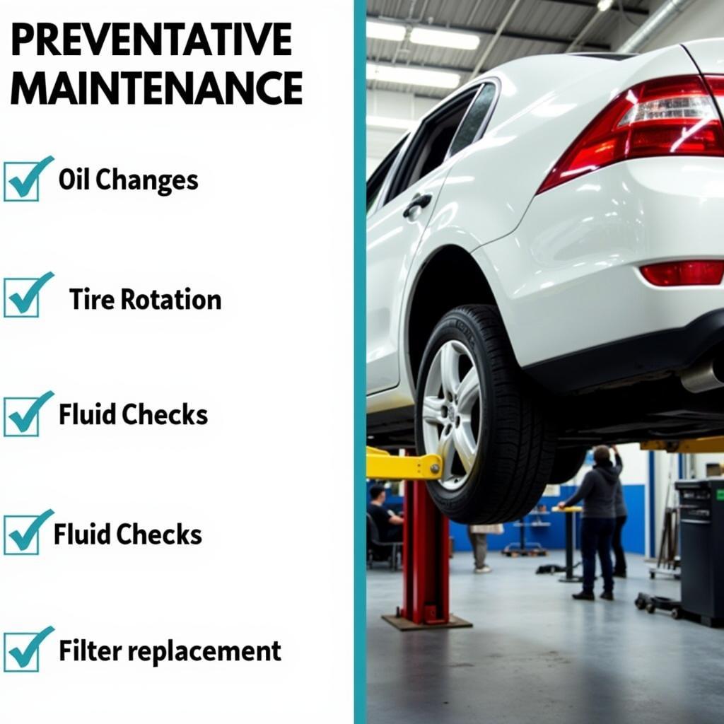 Preventative Maintenance Checklist and Car in a Service Bay