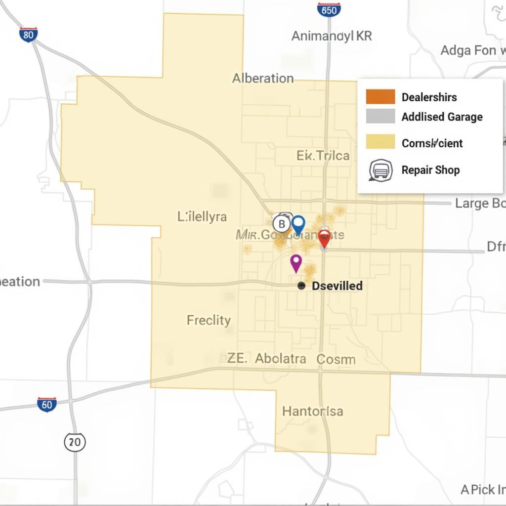 Roseville Auto Service Map