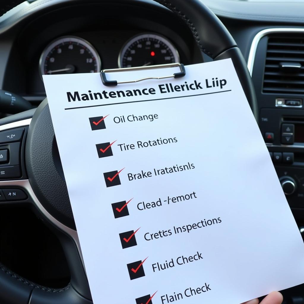 Routine Vehicle Maintenance Checklist with Key Items Highlighted