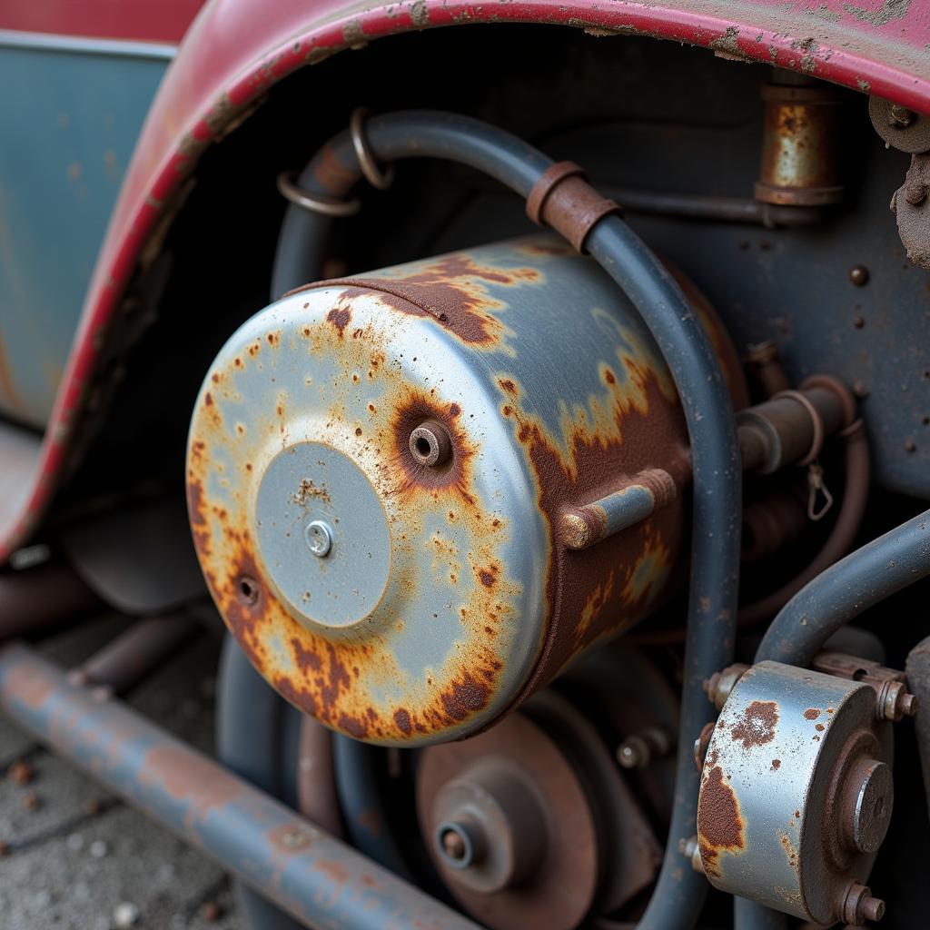 Rusty Gas Tank Under Car Undercarriage