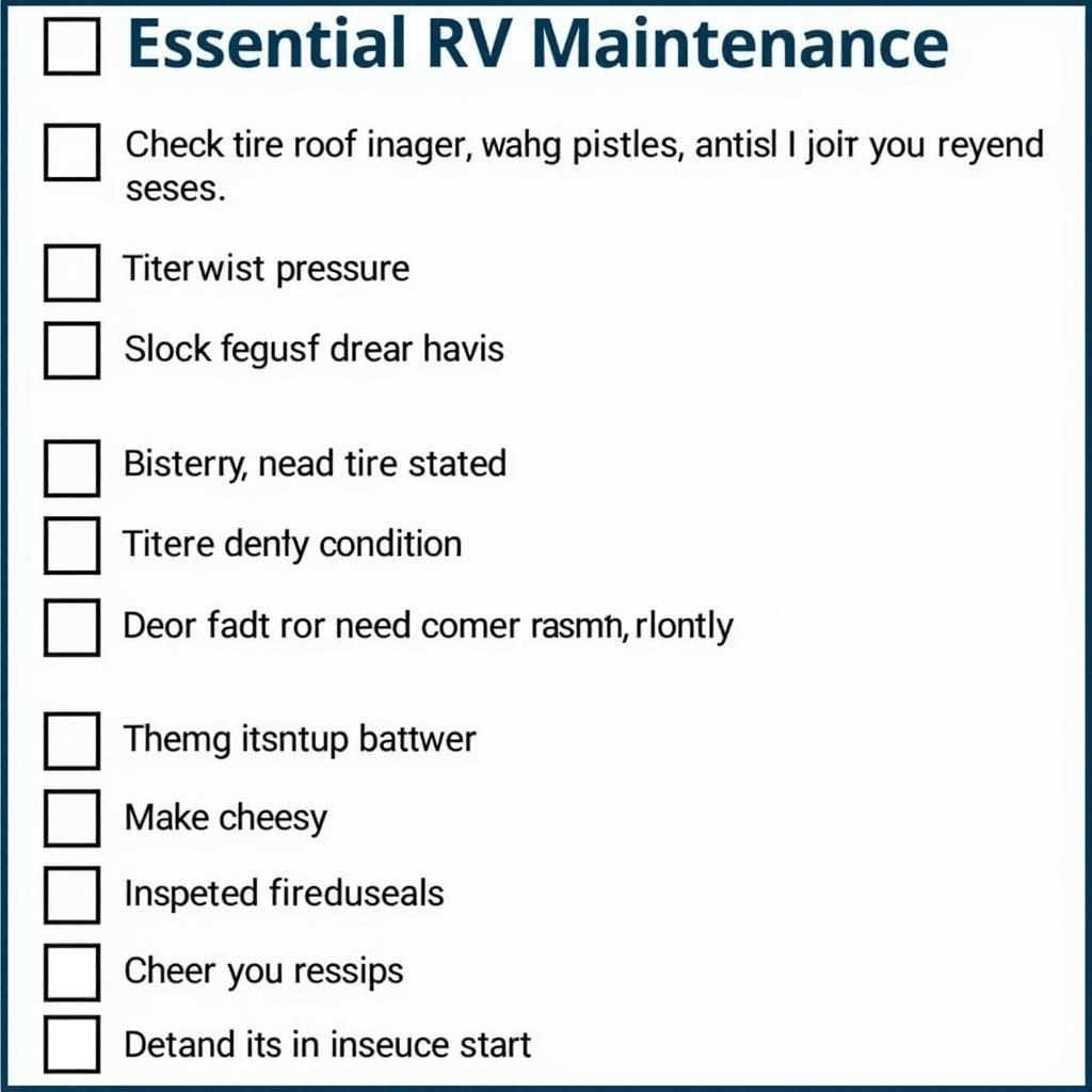 RV Regular Maintenance Checklist