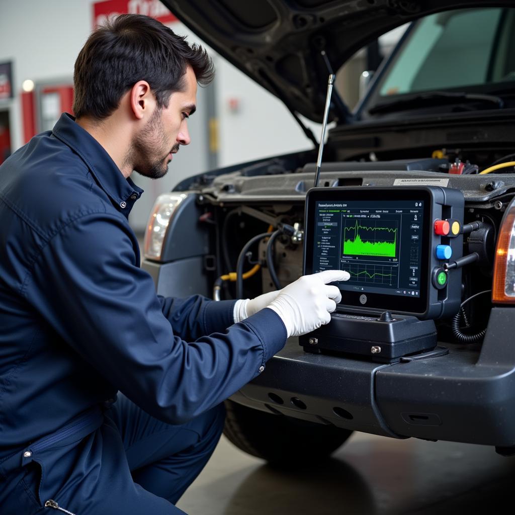 Diagnostic equipment being used on a car in Salem