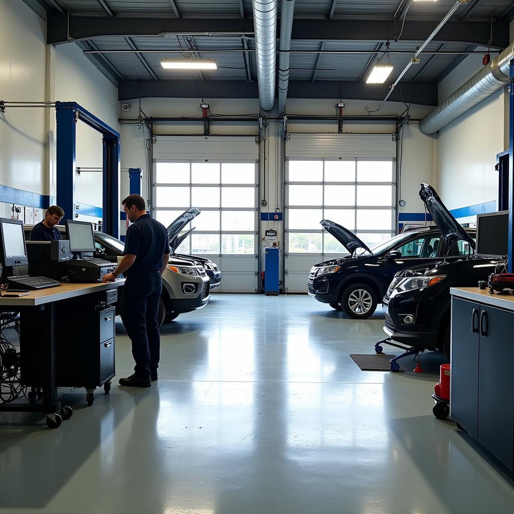 Interior View of a Modern Auto Repair Shop in Salem