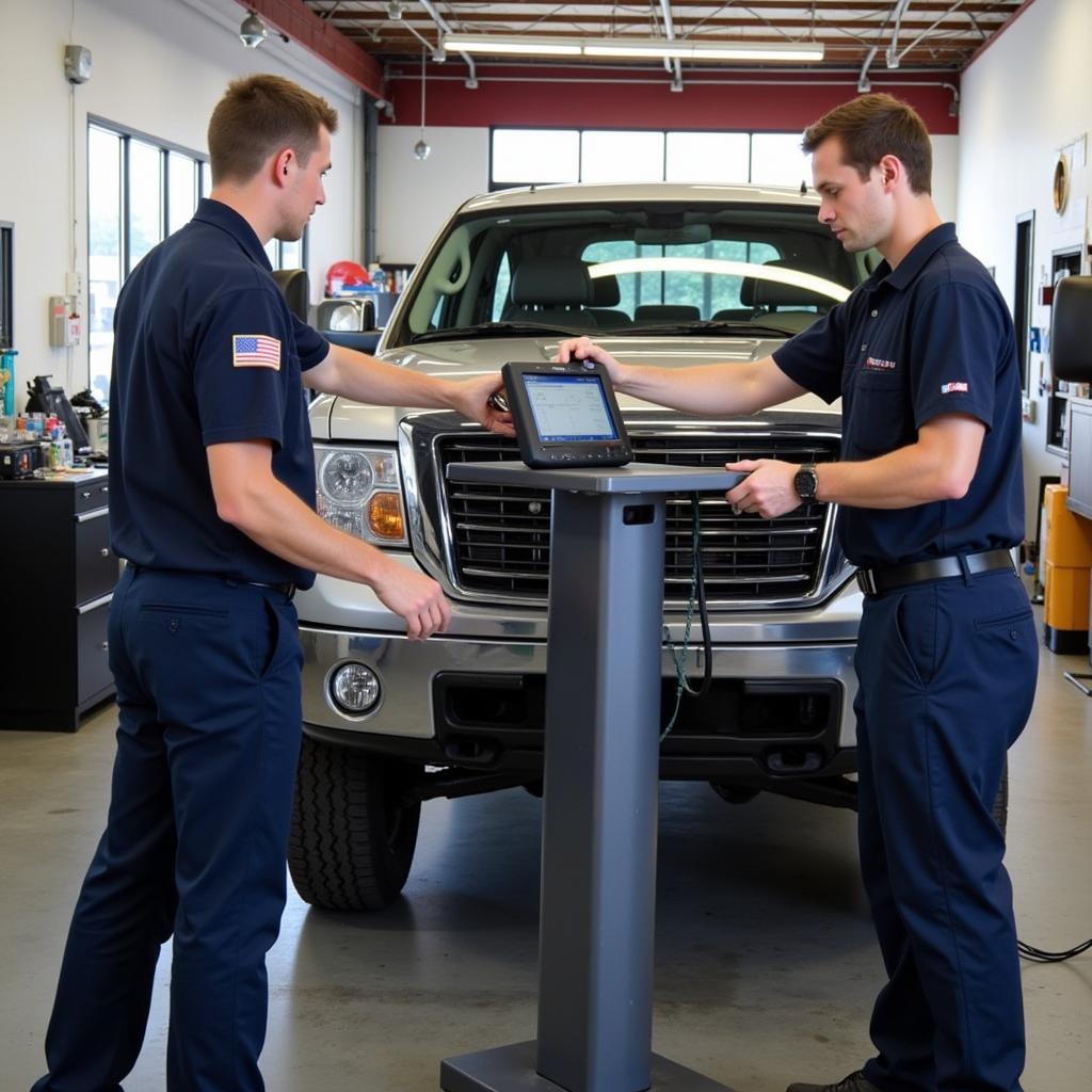 Skilled Technicians at Work in Sal's Motors Service Center