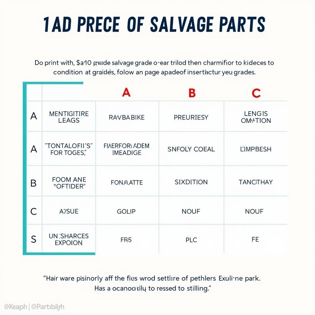 Salvage Part Grading Chart