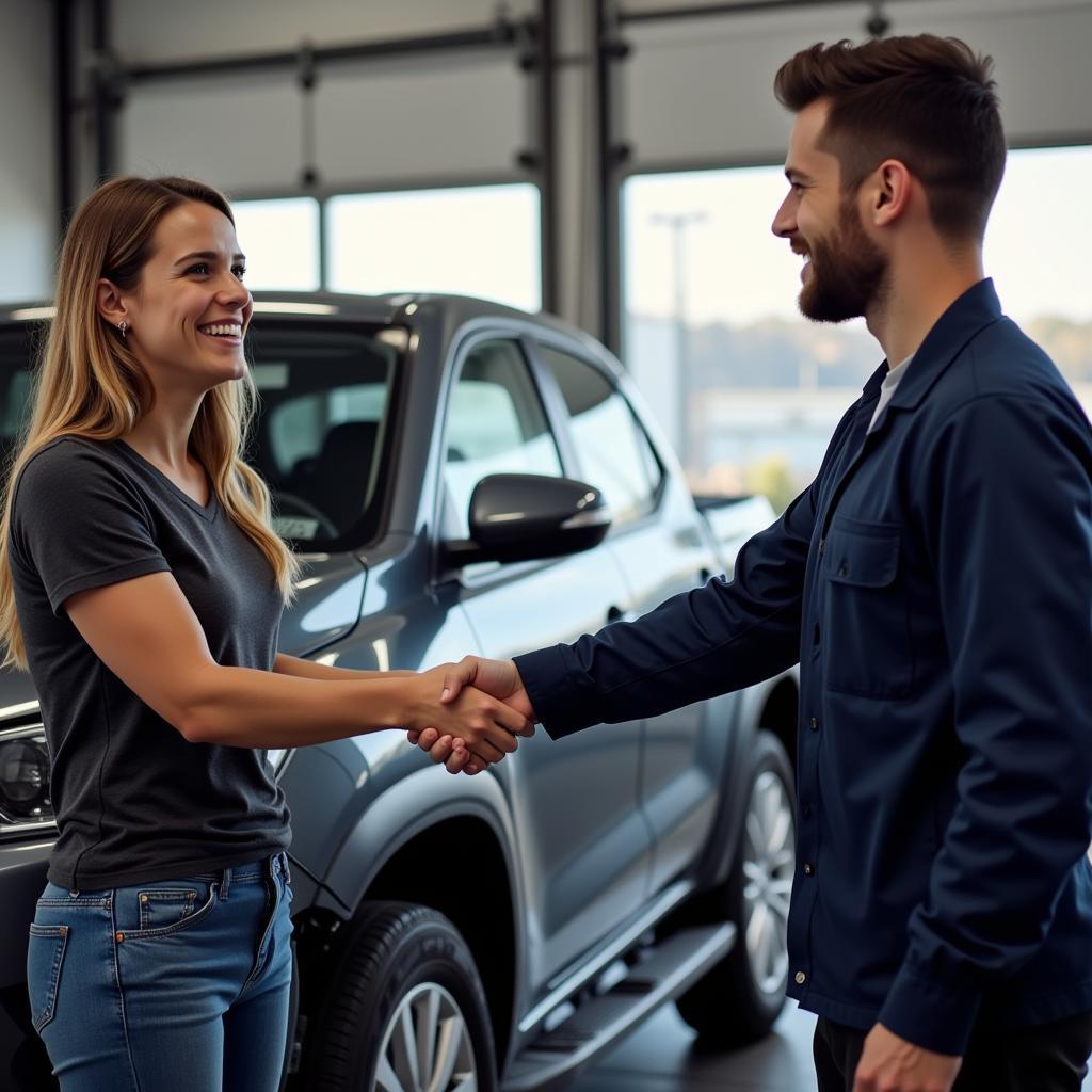 Satisfied Customer at Auto Body Shop