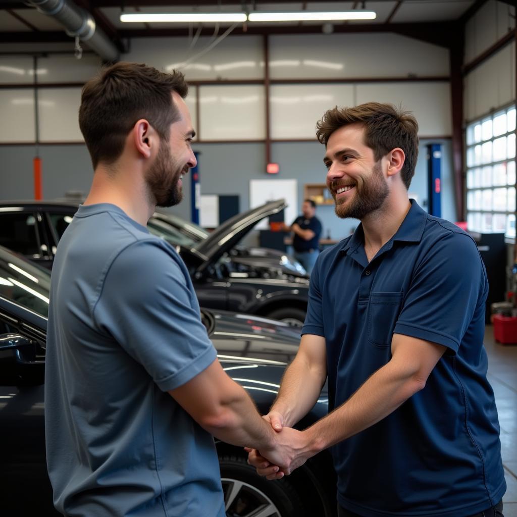 Satisfied Customer at Auto Service Center