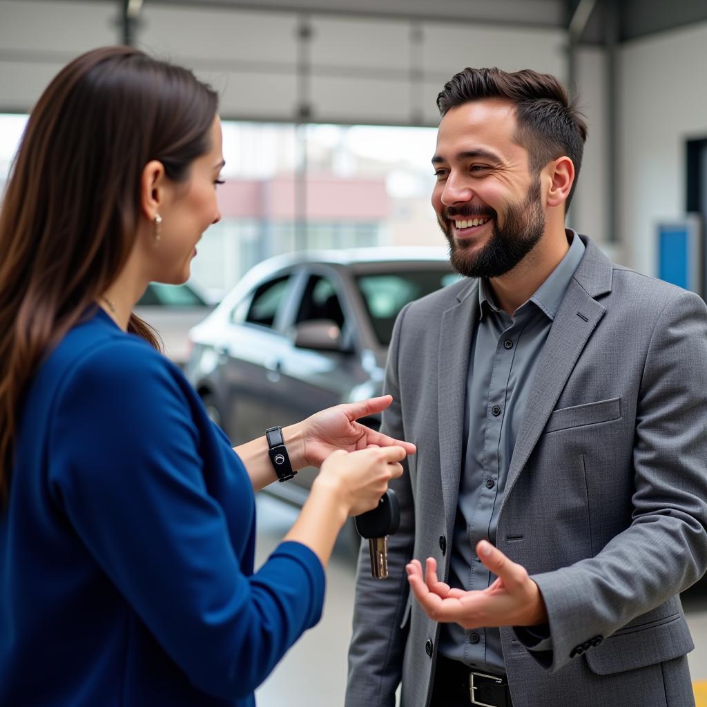 Satisfied Customer Receiving Car Keys on Alamance Church Road