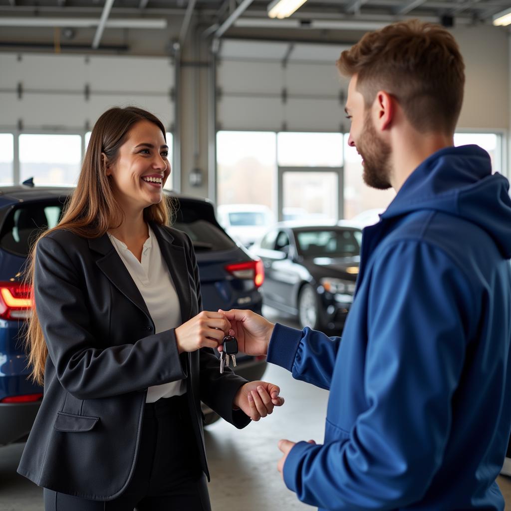 Satisfied Customer Receiving Car Keys in Fairless Hills