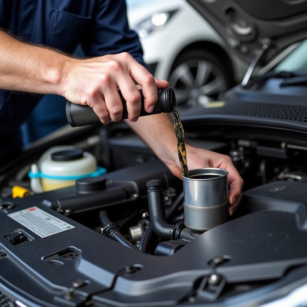 Scottsdale Auto Service Mechanic Performing an Oil Change