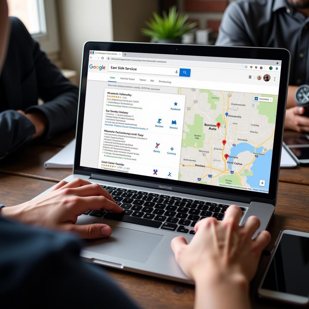 Using a Laptop to Search for East Side Auto Service Online