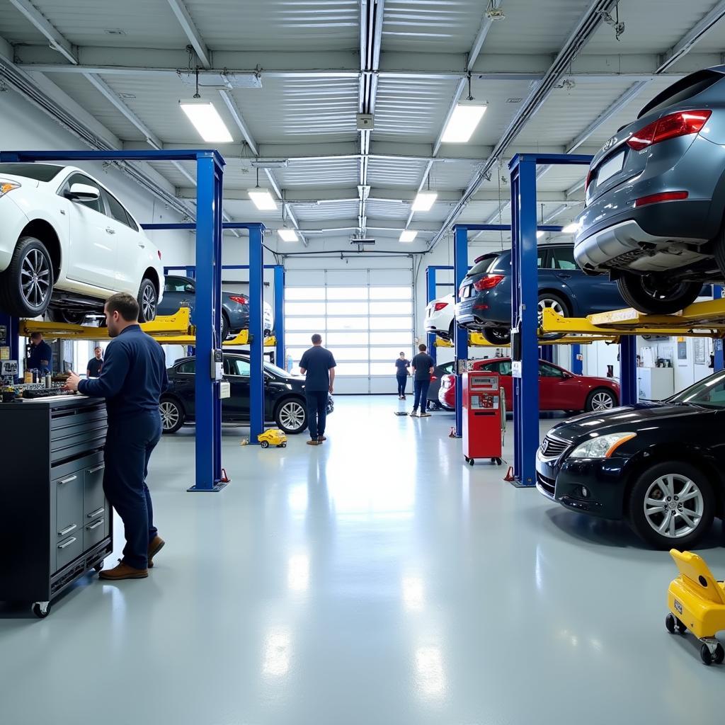 Modern and clean auto service garage interior in Seaton