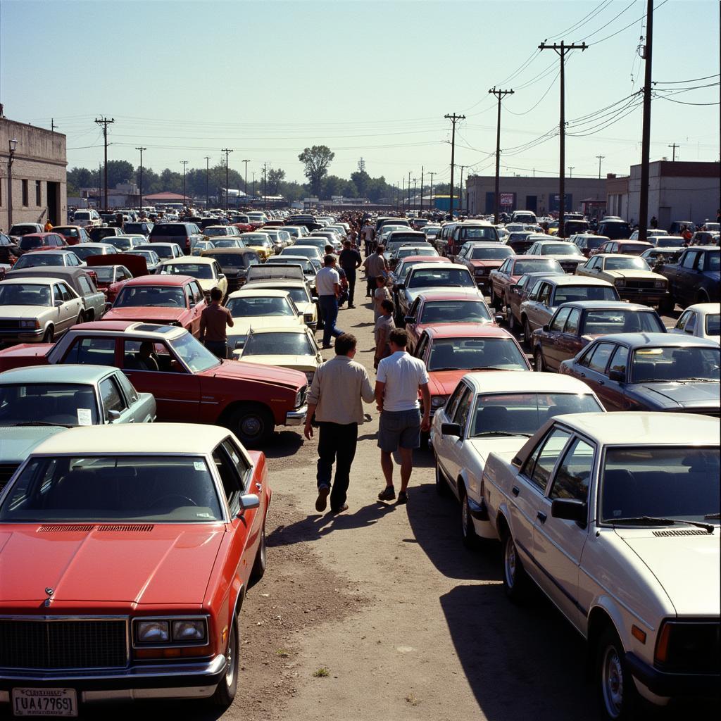 Customer Browsing a Self-Service Auto Parts Yard