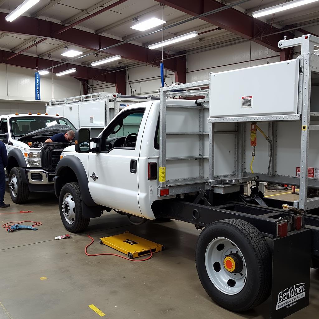 Service Truck Utility Box Repair Shop in Action