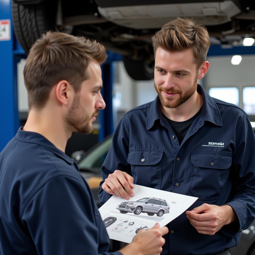 Service Writer Explaining Repair to Customer