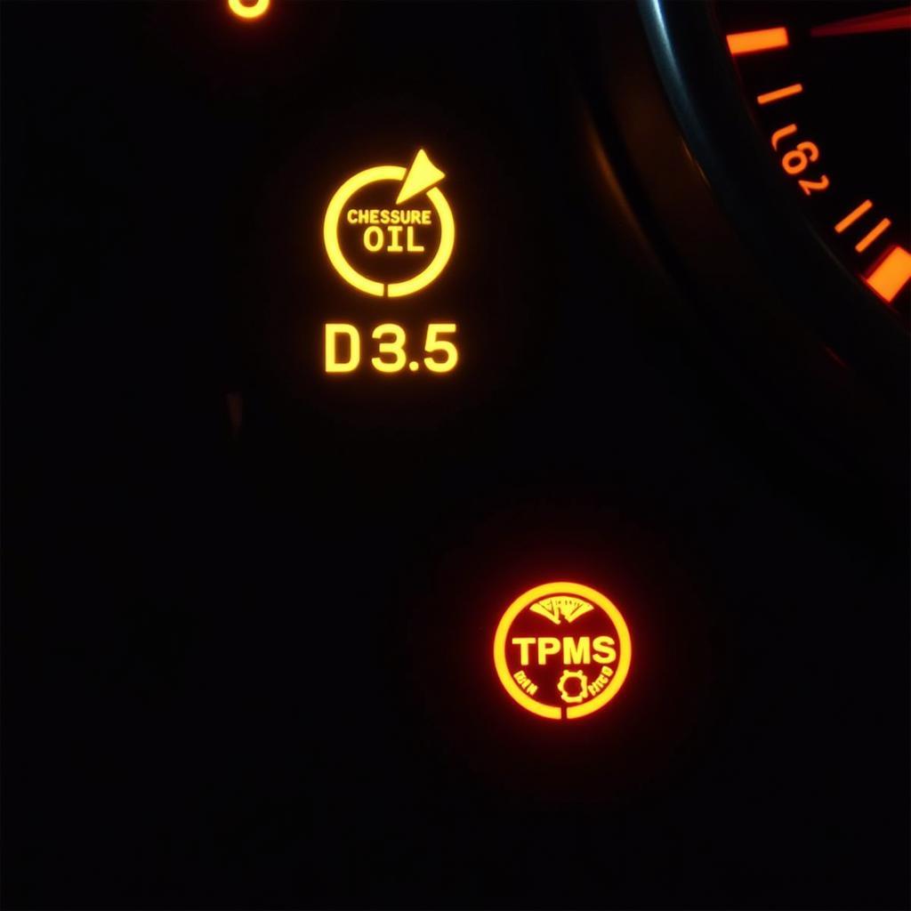 Warning lights on a car dashboard indicating potential issues