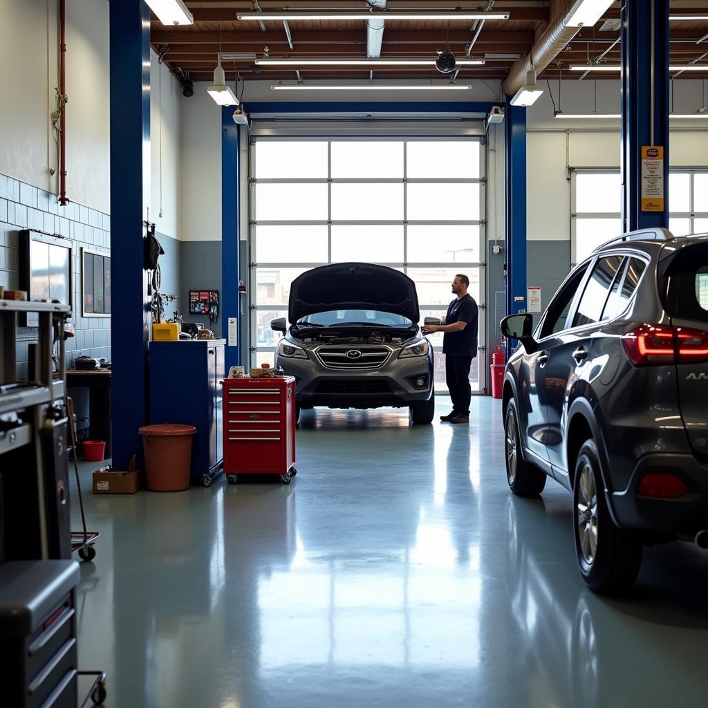 Modern and clean auto service shop interior in South Kansas City