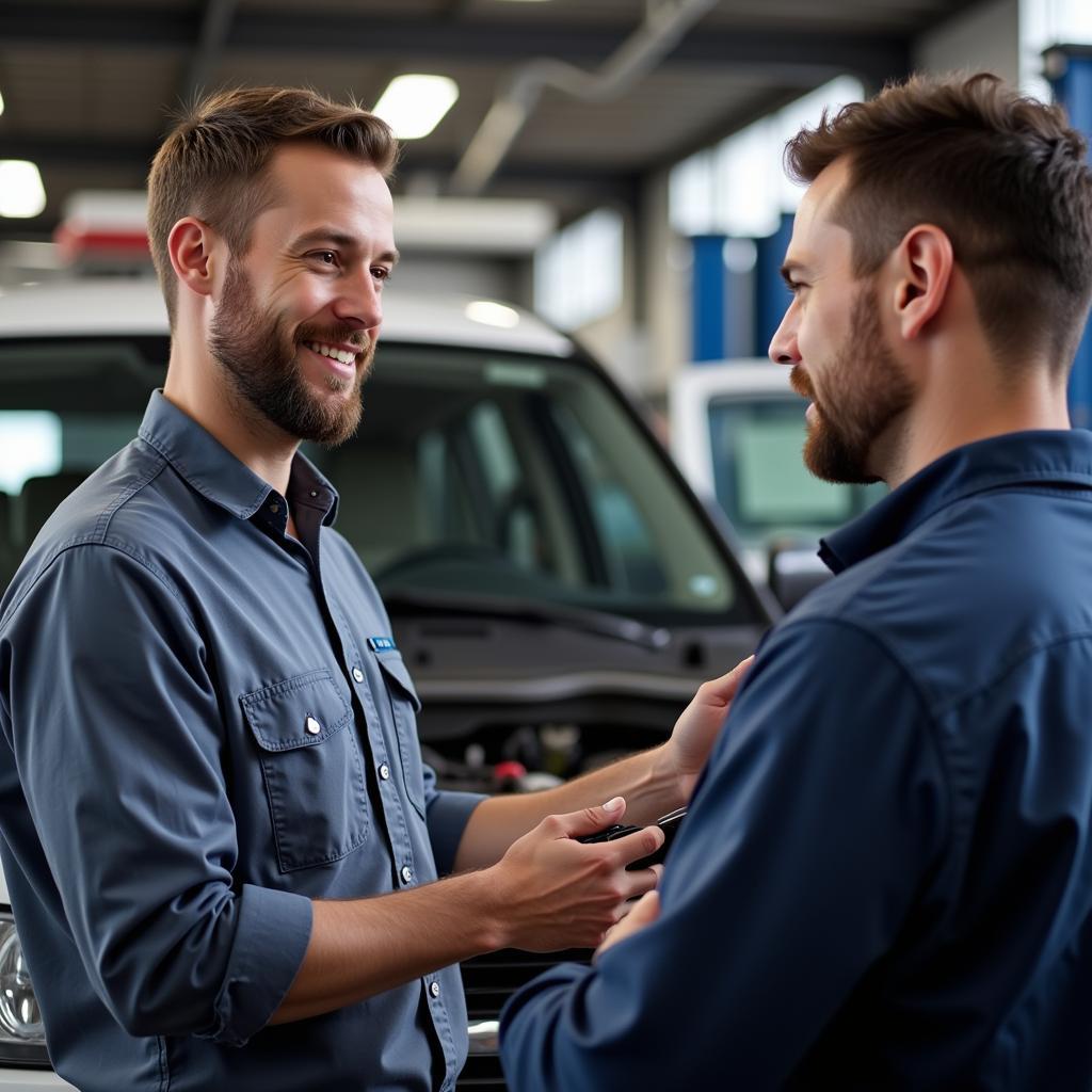 St. Louis Auto Service Mechanic Explaining Repair