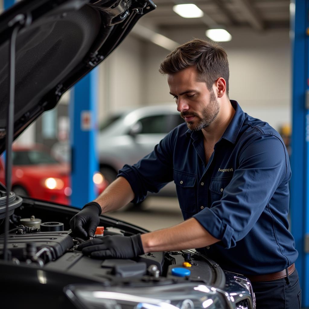 St. Louis Auto Service Technician Working on a Car