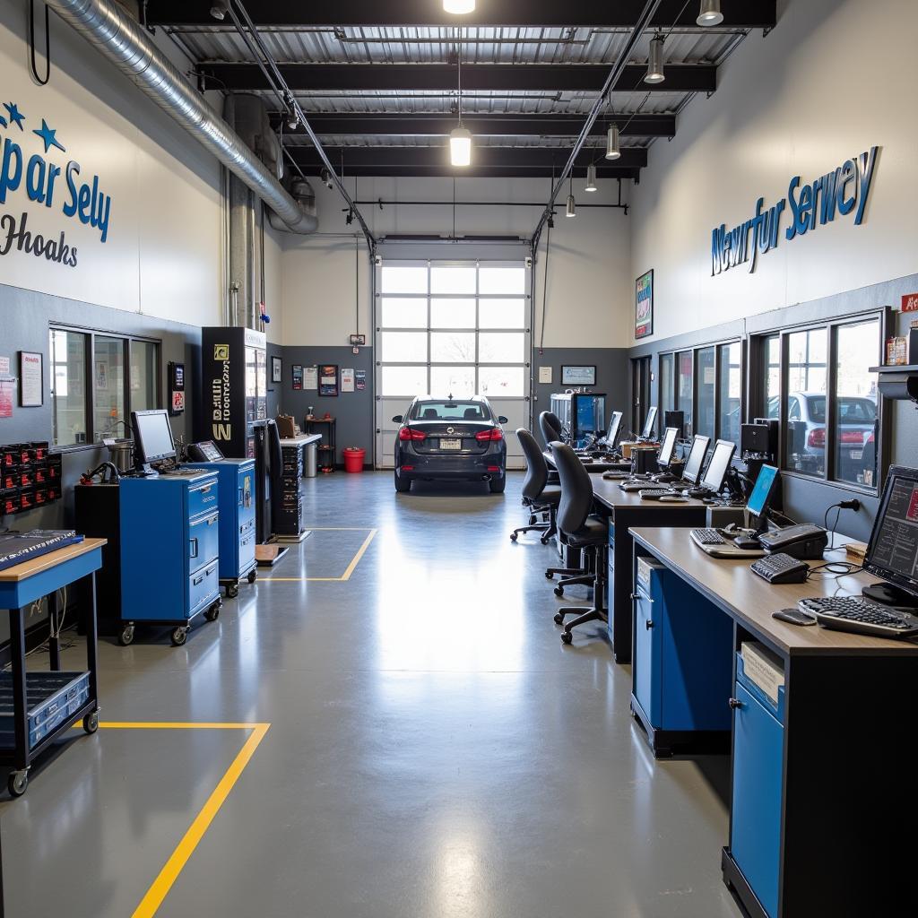 Modern and clean auto service shop interior in St Marys