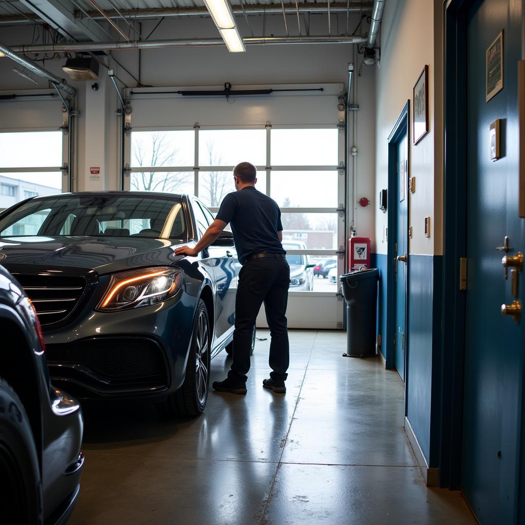 Car Undergoing Maintenance in Vancouver on a Sunday