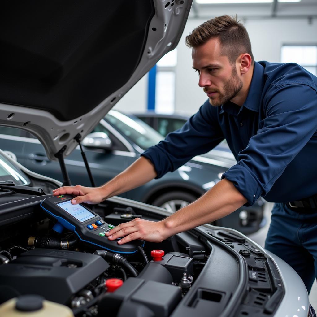 Tallahassee Auto Repair Technician Performing Diagnostics