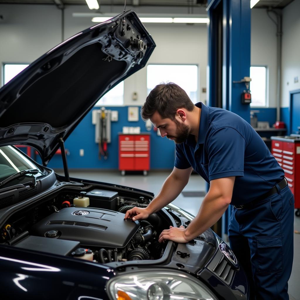 Tallahassee Auto Service: Mechanic Working on a Car Engine