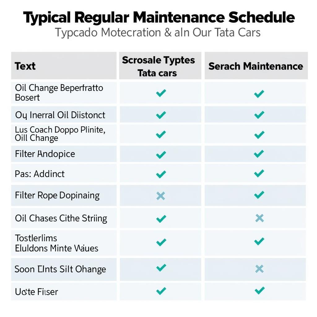 Tata Car Regular Maintenance Schedule Chart