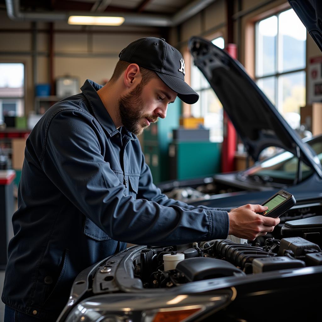 Telluride Auto Mechanic Performing Inspection