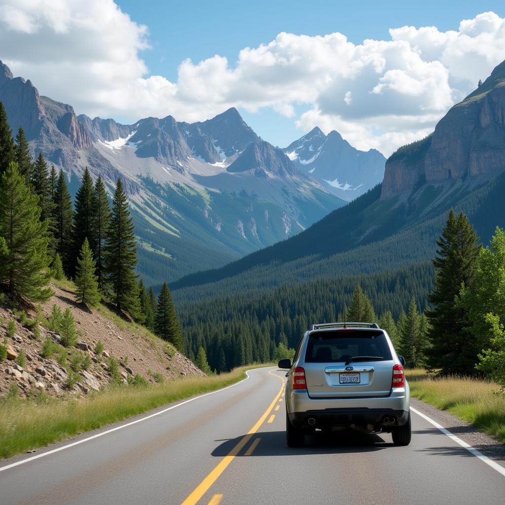 Telluride Mountain Road with Car