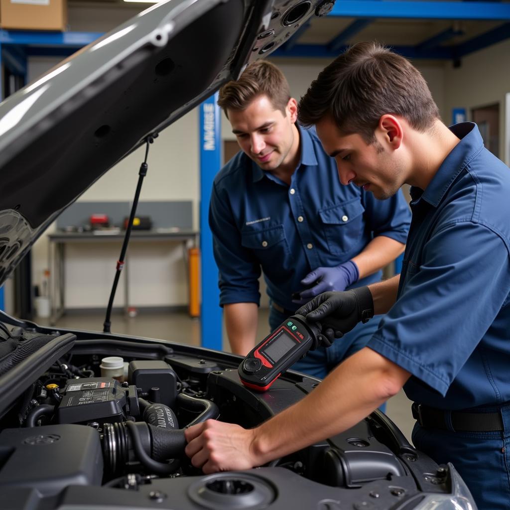 Tempe auto mechanic performing a thorough vehicle inspection