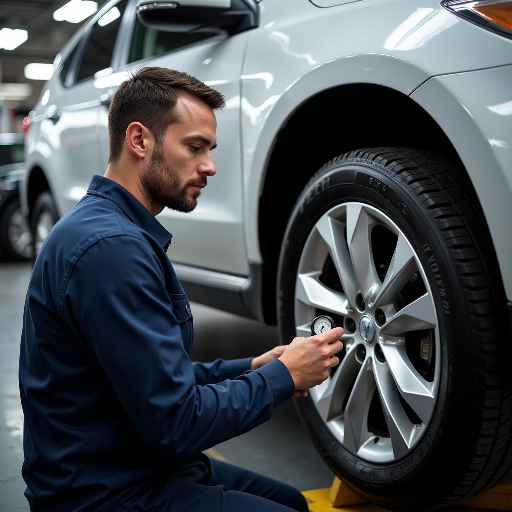 Tire Pressure Check at Auto Service