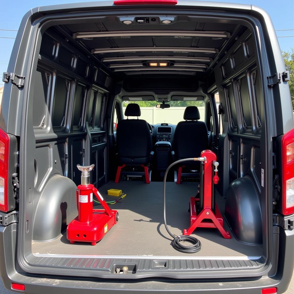 Tire Repair Equipment in a Mobile Service Van