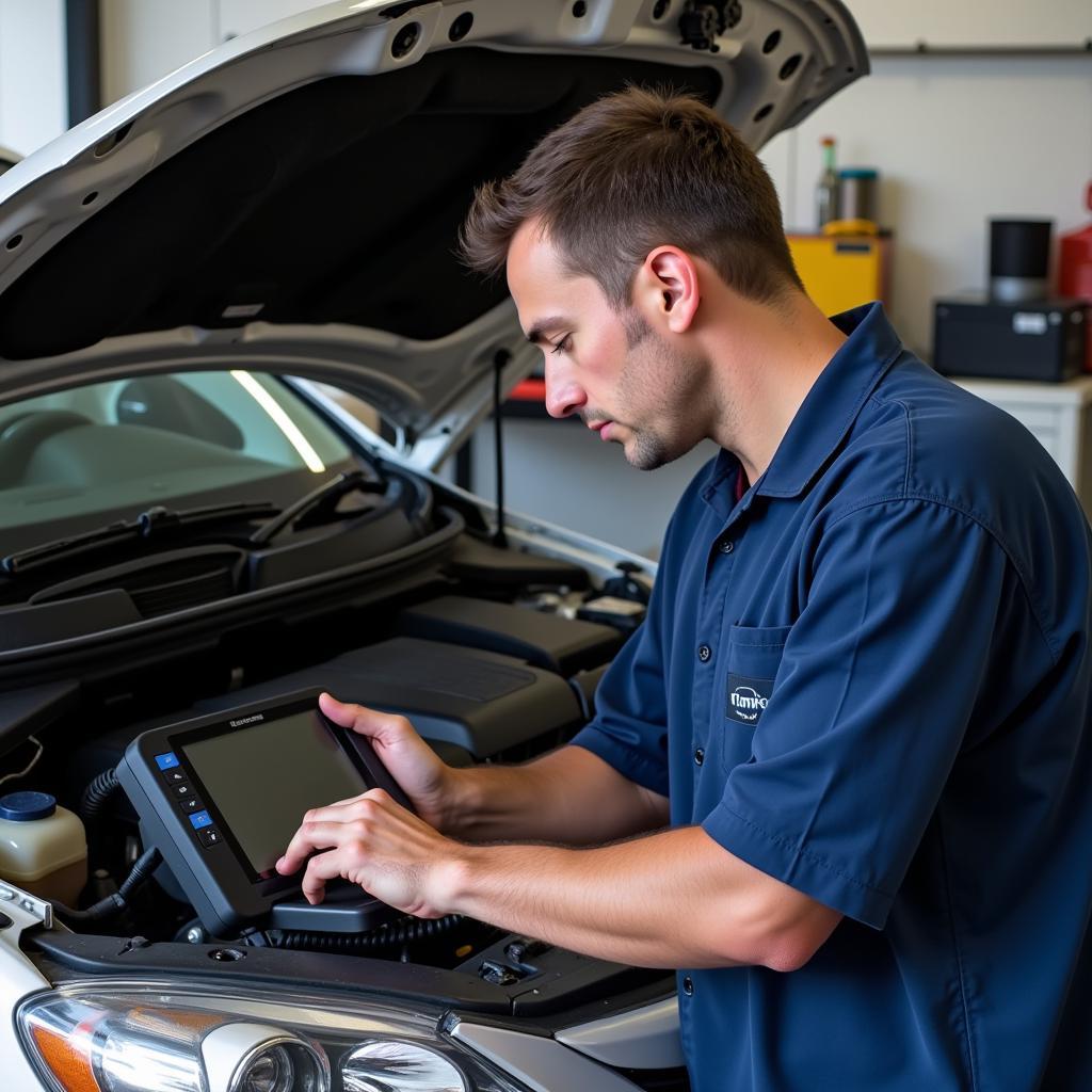 Technician Working on a Car at Tony's Auto Service Center