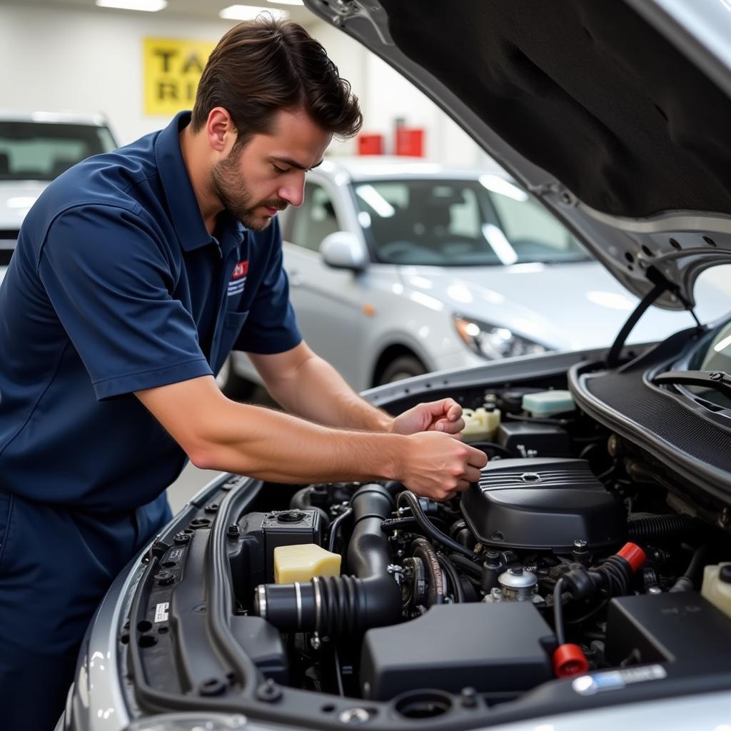 Mechanic Performing Car Inspection in Toowong