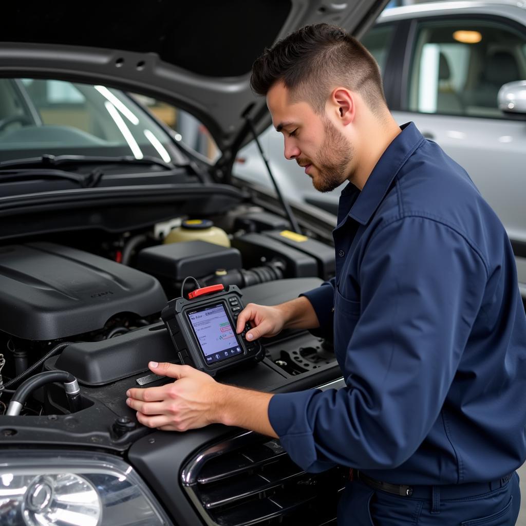 Toronto Auto Service Technician Performing Diagnostics