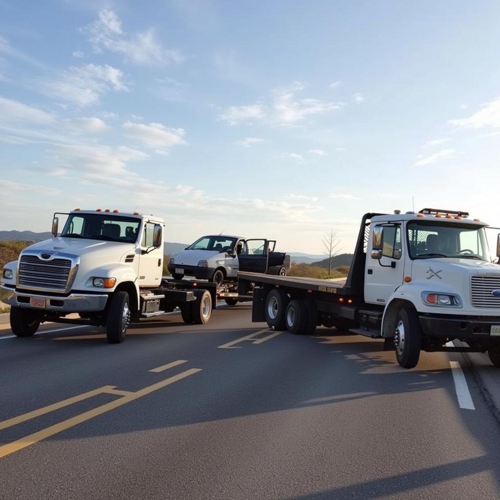 Tow Truck Assisting a Disabled Vehicle