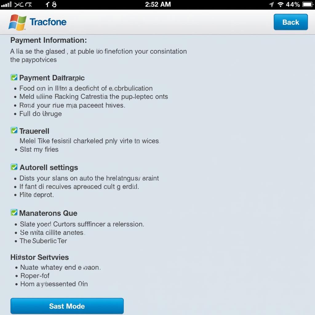 Tracfone Account Settings Screenshot