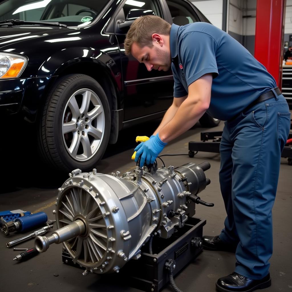 Car transmission repair service in a Noblesville auto shop