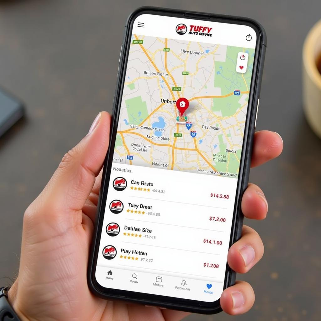 Tuffy Auto Service Location Map on a Smartphone