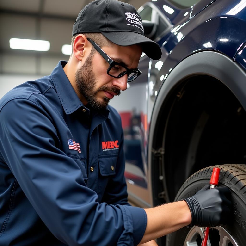 Tuffy technician performing a car repair