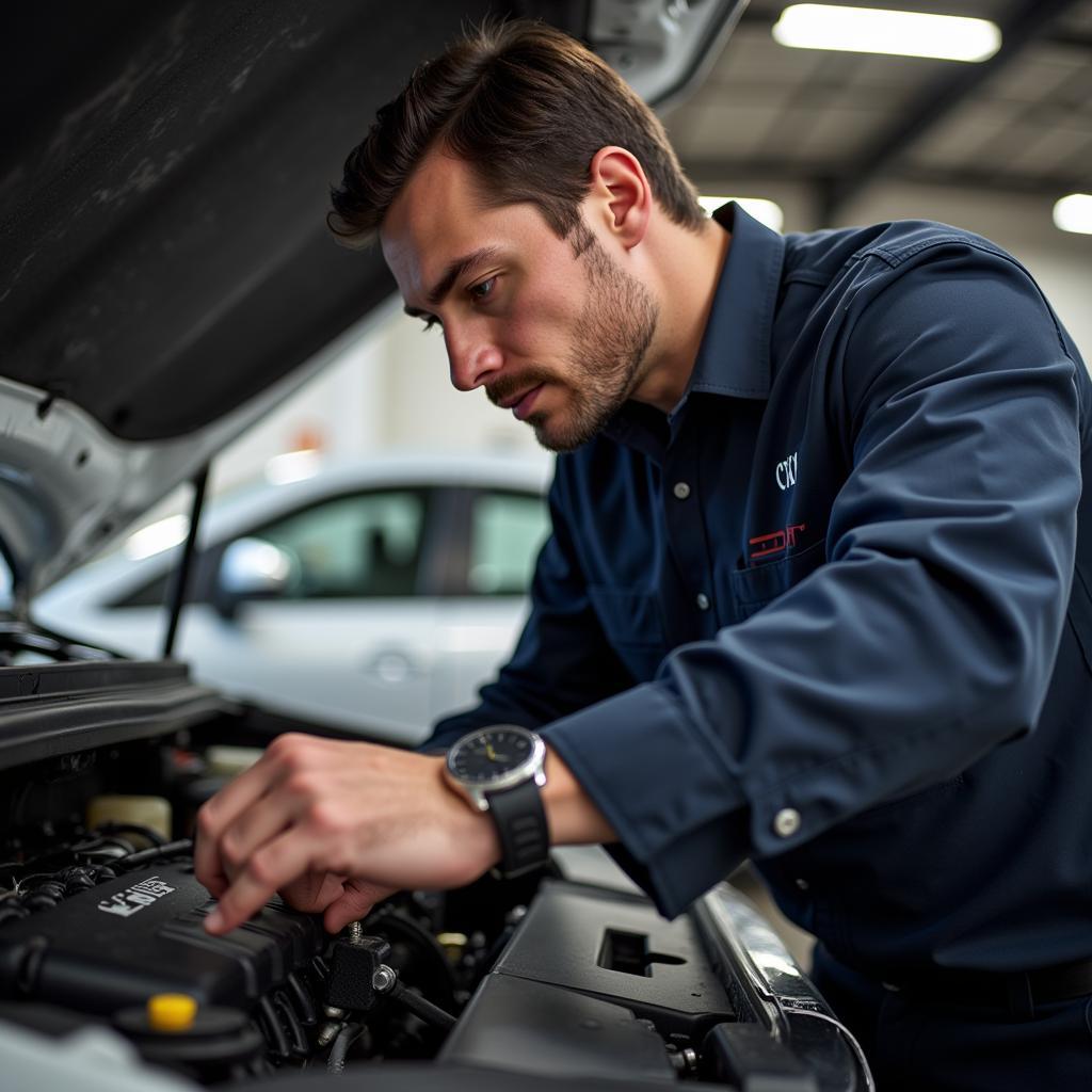 Tuffy Walled Lake Technician Working on a Car