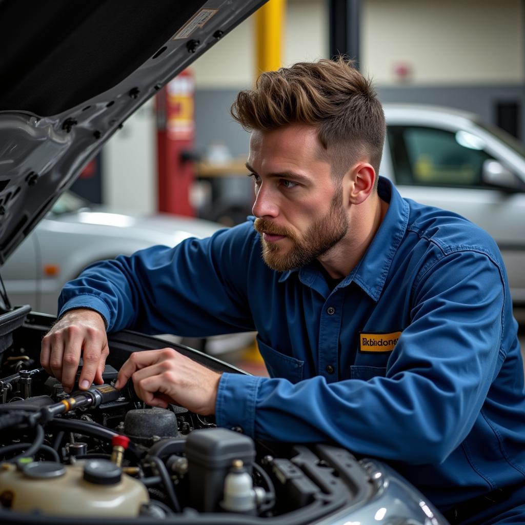 Tulsa Auto Service Technician Working on a Car