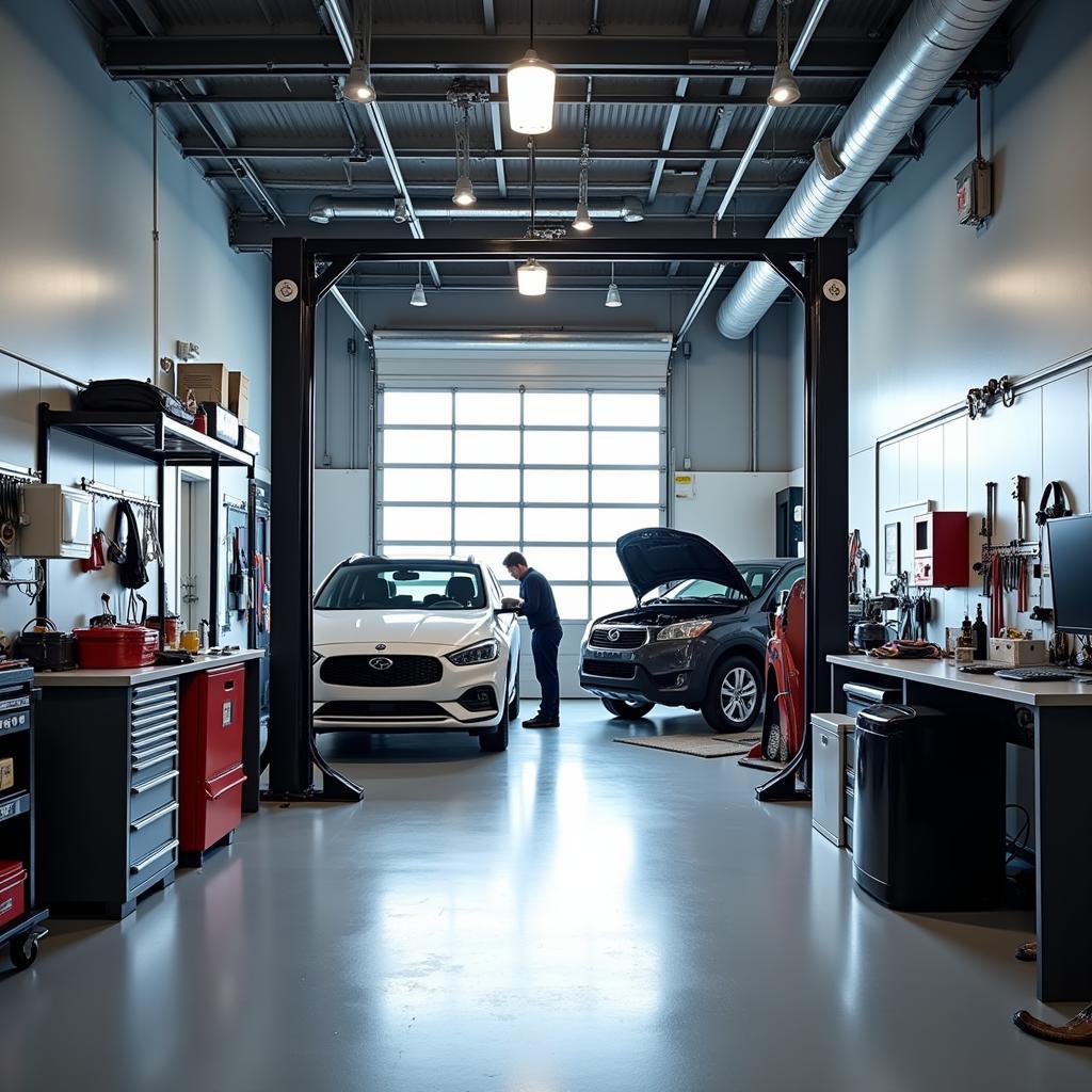 Modern and Clean Auto Service Shop Interior