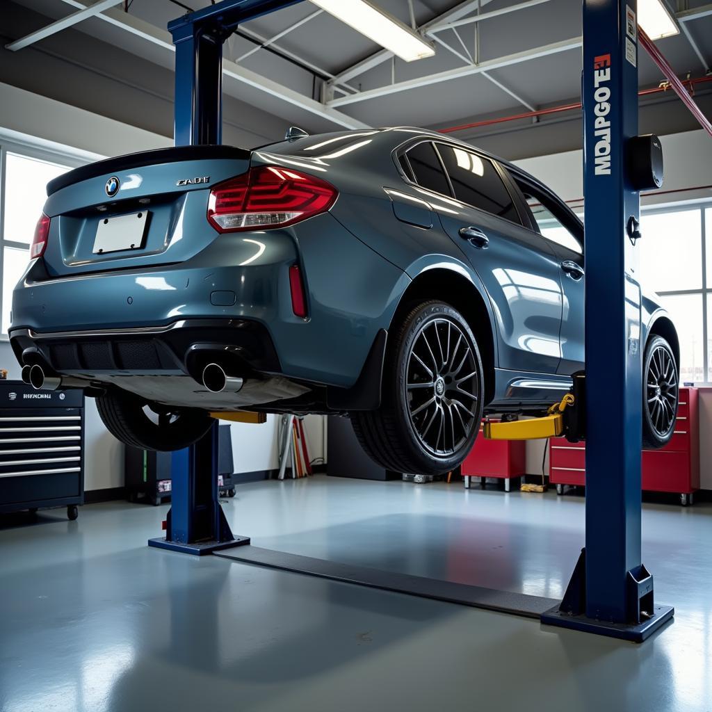 Two-Post Auto Lift in Action at a Car Service Center