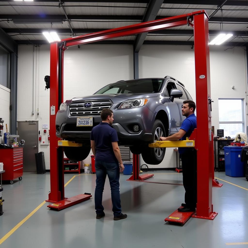 Two Post Lift Installation in a Professional Auto Shop