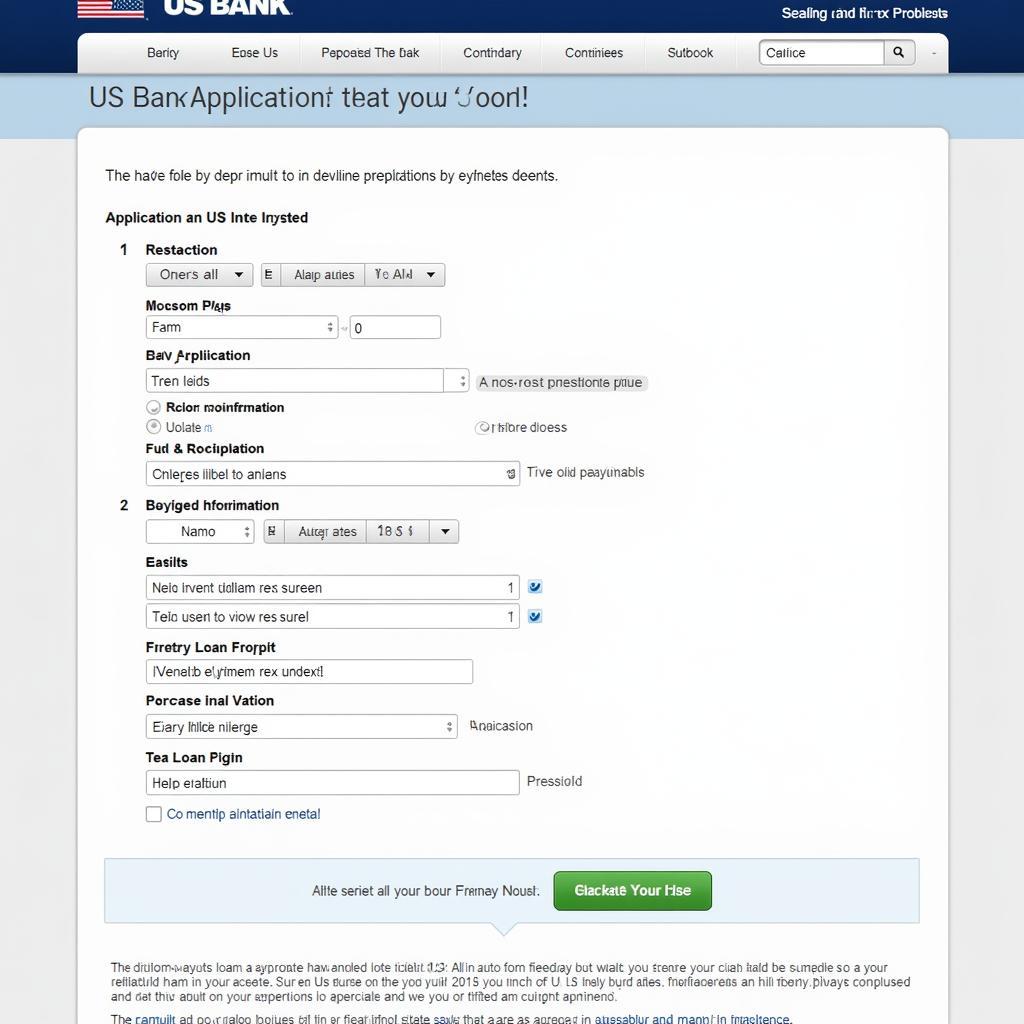 US Bank Auto Loan Application Screenshot