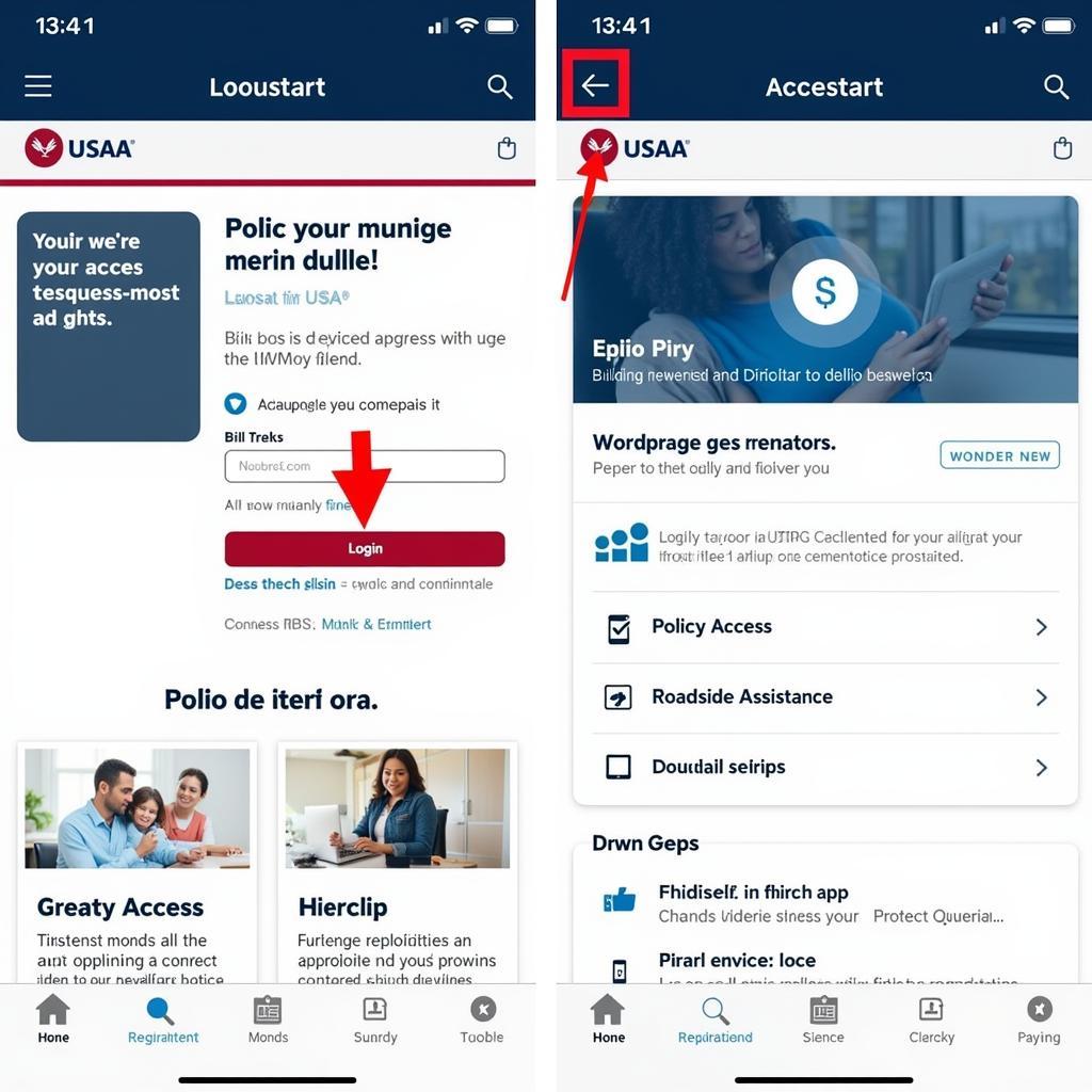 USAA Website and Mobile App Interface